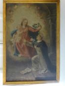 Roth, Alois(1869 - 1930). Rosenkranzmadonna mit Kind und Heiligen Dominikus. Öl auf leinwand von