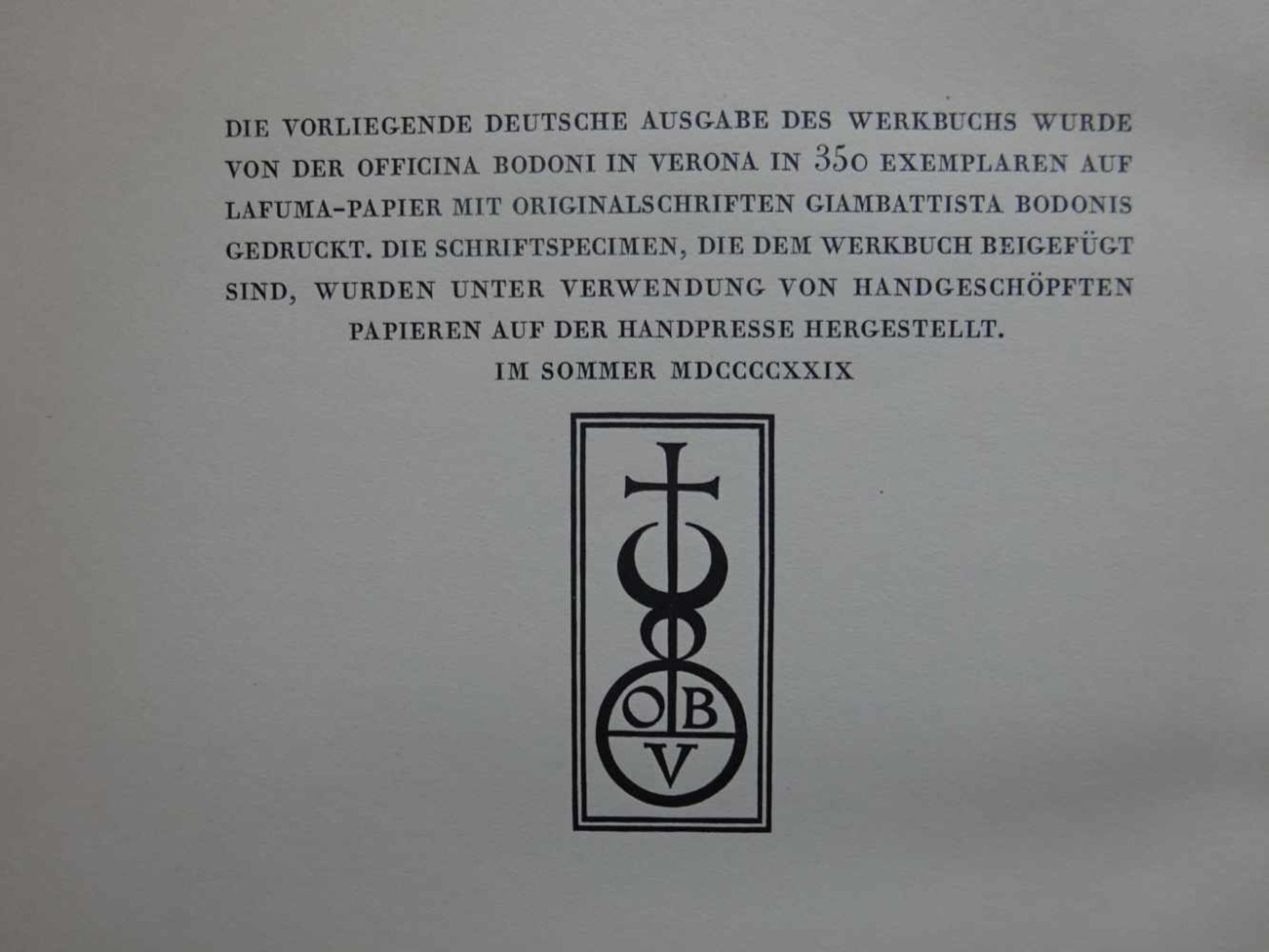 Bibliographie.- Bodoni.-Die Officina Bodoni. Das Werkbuch einer Handpresse in den ersten sechs - Bild 3 aus 4