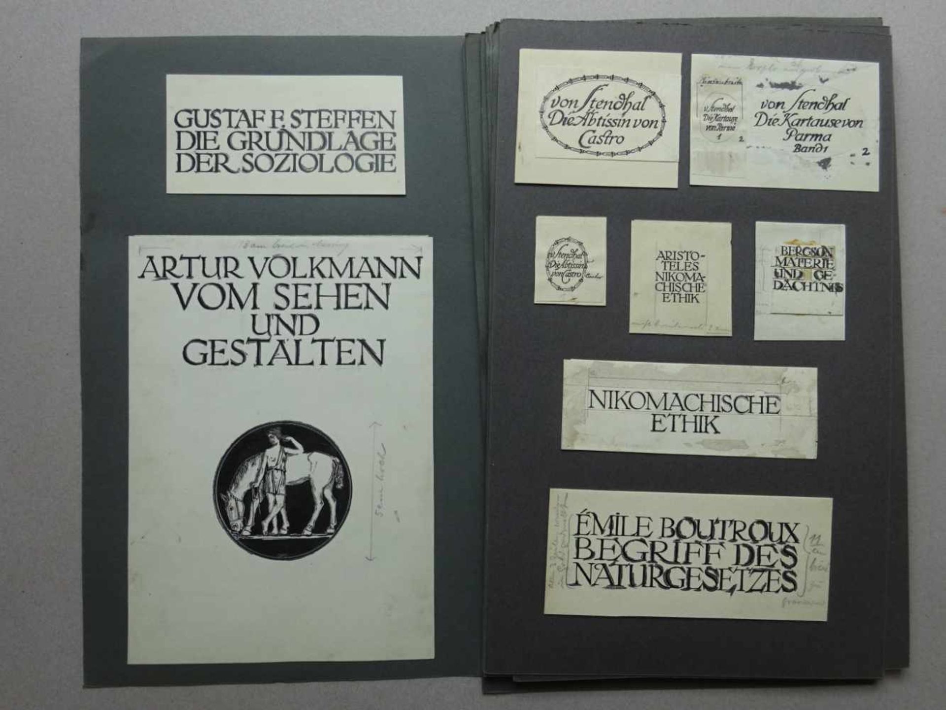 Tiemann, Walter.Sammlung von ca. 200 eigenhändigen Entwürfen für Titelblätter und Buchschmuck ( - Image 4 of 5