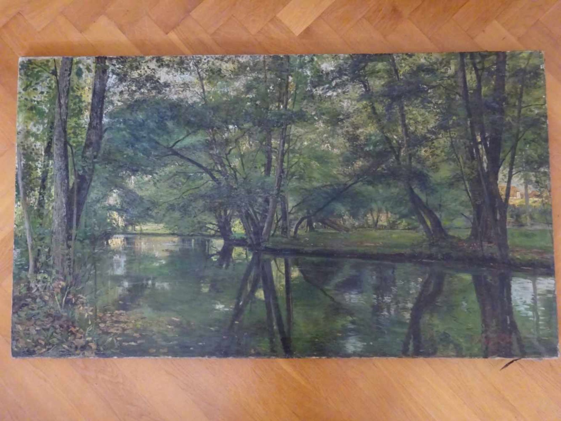 Dänische Kunst.- Winther, Frederik(Kopenhagen 1853 - 1916 Frederiksberg). Fluss im Wald. Öl auf - Bild 2 aus 7
