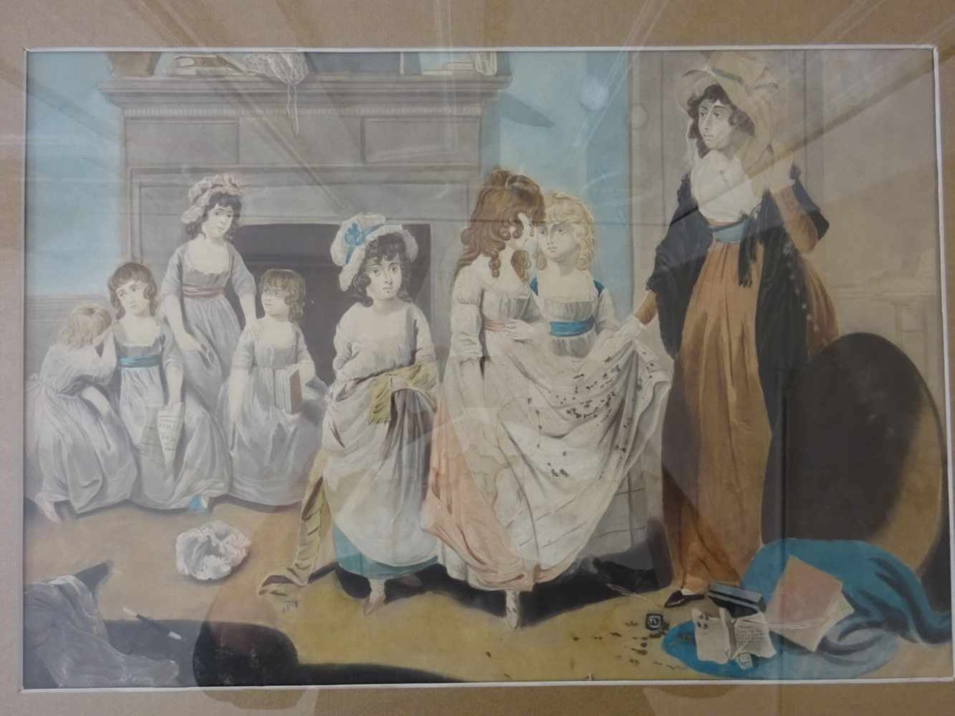Anonym.-Kinderszene. Aquarell. (England?), um 1900. 33 x 47,5 cm. Unter Passepartout gerahmt.