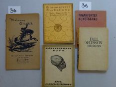 Kunst.-5 Ausstellungskataloge aus den Jahren um 1910-1920. Mit einigen Abbildungen. Meist Kl.-8°.