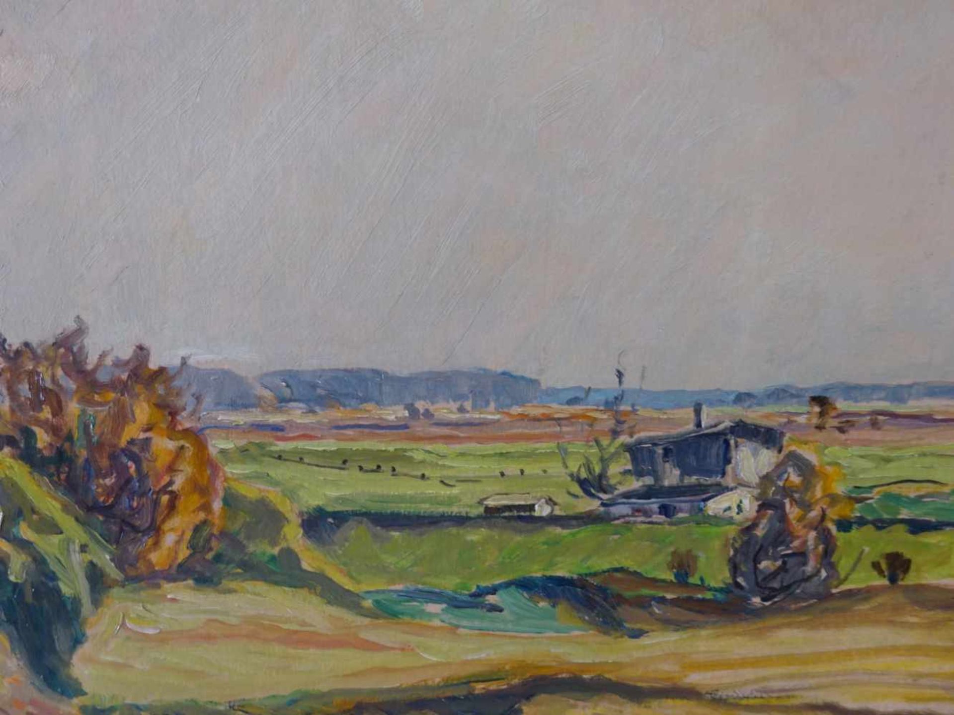 Werner, Max(Staucha 1879 - 1952 Neumünster). Sommerliche Landschaft. Öl auf Malkarton. Um 1920. - Bild 2 aus 4