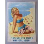 Plakate.-Sonne, Freude, Erholung am Timmendorfer Strand Niendorf/Ostsee. Farbiges Offset von Hein