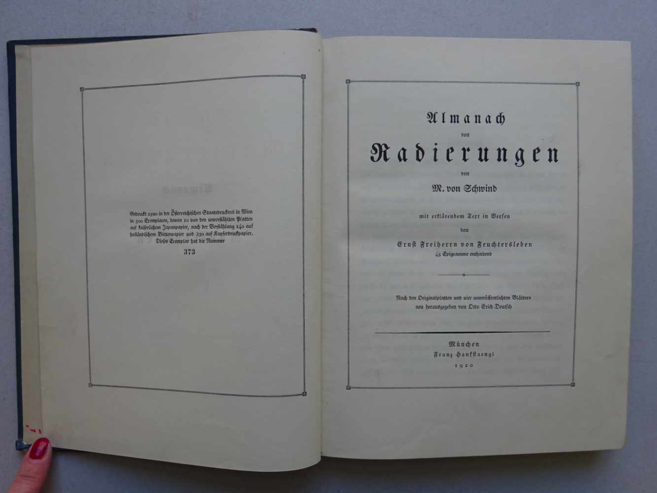 Schwind, M.v.Almanach der Radierungen. Mit erläuterndem Text in Versen von Ernst, Freiherr von - Image 3 of 6