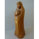 Fouesnant, Pierre(Lorient 1943 - 2009). Mutter und Kind. Skulptur aus Holz. (Um 1990). Signiert.