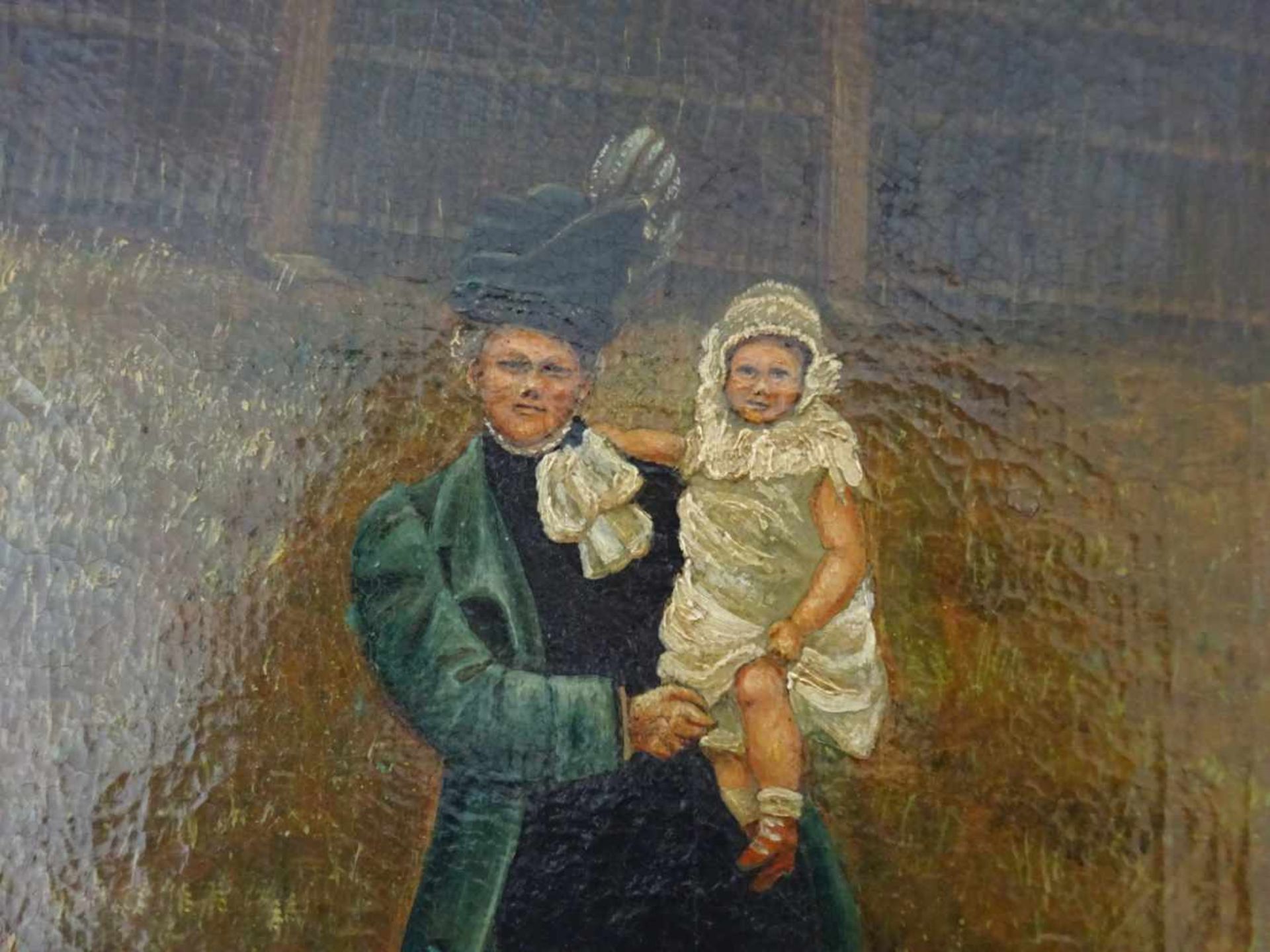 Anonym.-Porträt einer Dame mit Kind. Öl auf Leinwand. Um 1900. Unten rechts schwer leserlich - Bild 2 aus 4