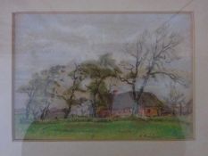 Aereboe, Albert(Lübeck 1889 - 1970). Sylter Friesenhaus. Graphit und Pastellkreide auf Papier. Um