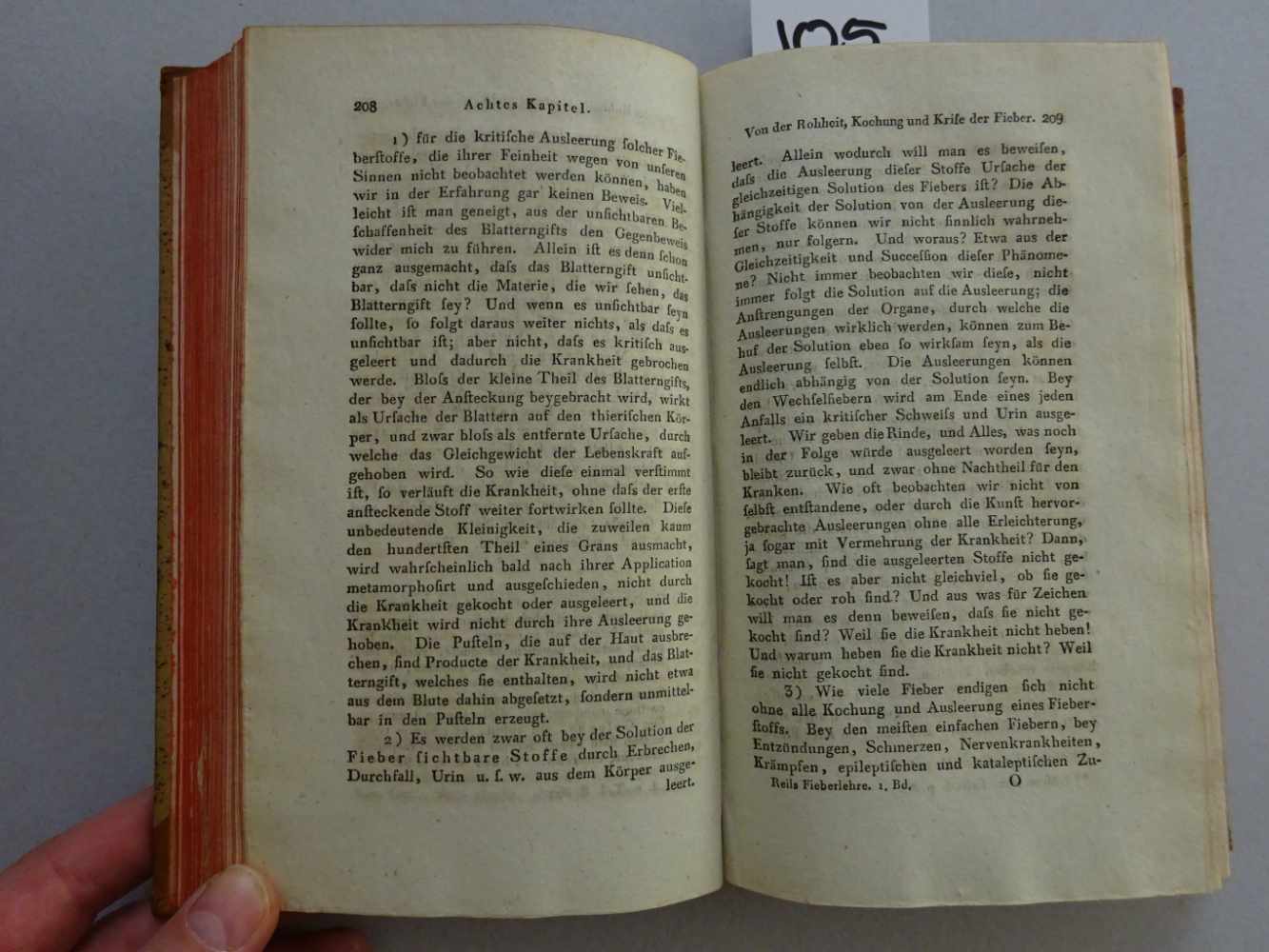 Reil, J.C.Ueber die Erkenntnis und Kur der Fieber. Mischauflage. 5 Bde. Halle, Curt, 1815 bzw. - Image 3 of 4