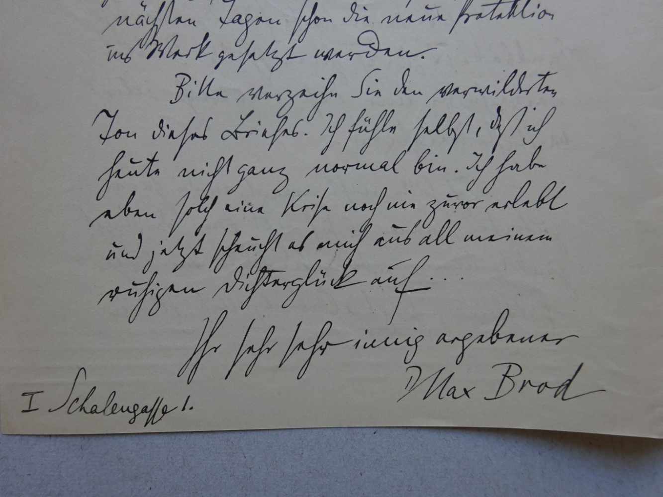 Brod, Max.Eigenhändiger Brief mit Unterschrift an Franz Servaes (Journalist, 1862-1947). Datiert ' - Image 2 of 2