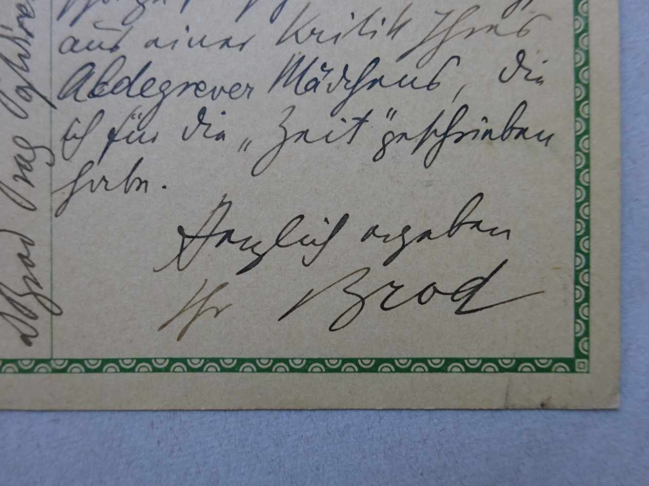 Brod, Max.Eigenhändige, gelaufene Postkarte mit Unterschrift an Alfred Richard Meyer alias - Image 2 of 2