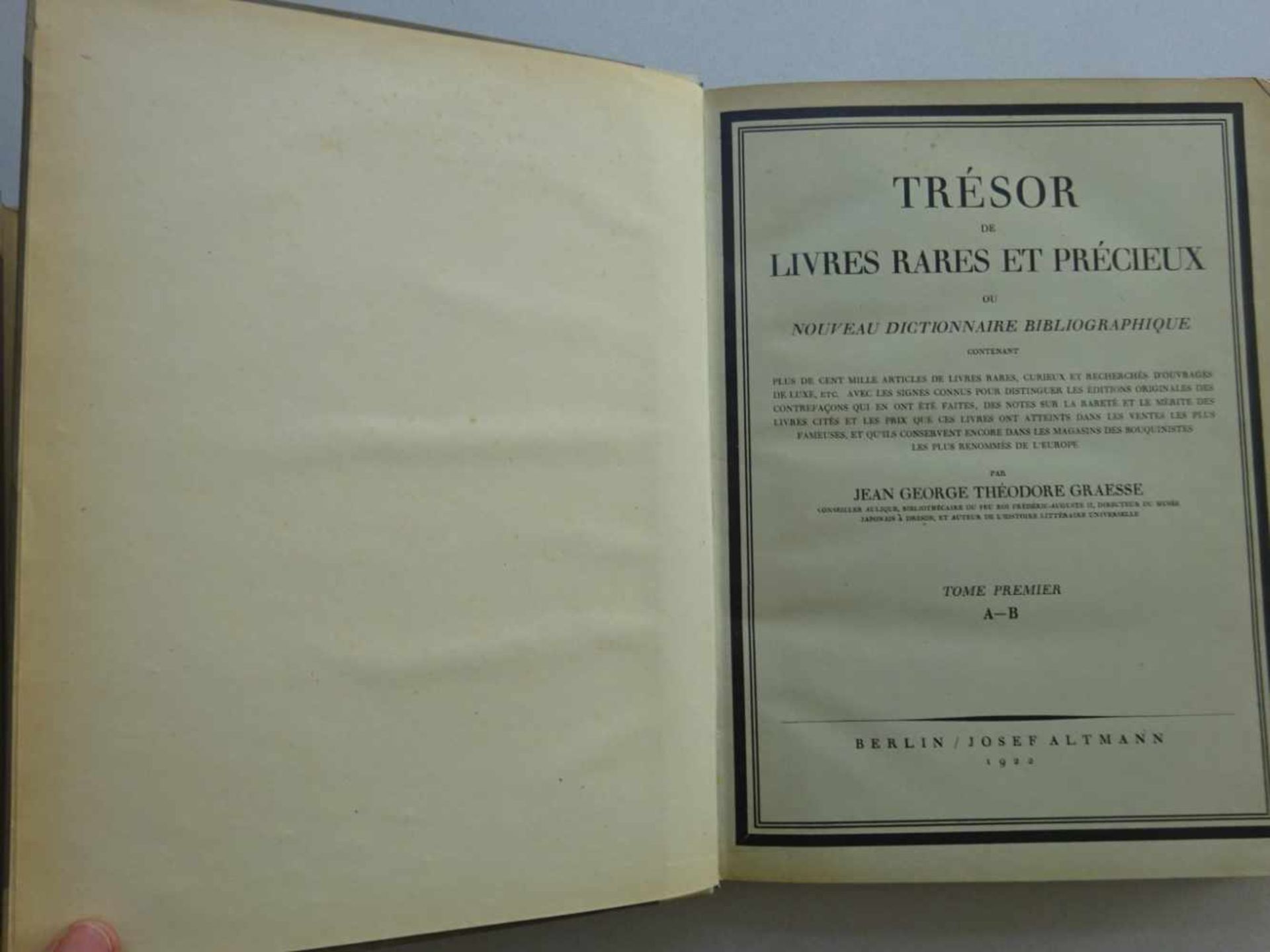 Bibliographie.- Graesse, J.G.T.Trésor de livres rares et précieux ou nouveau dictionnaire - Image 2 of 4