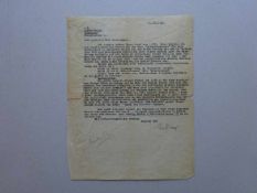 Brod, Max.Typographischer Brief mit Unterschrift an Max Niedermayer (1905-1968) vom Limes-Verlag