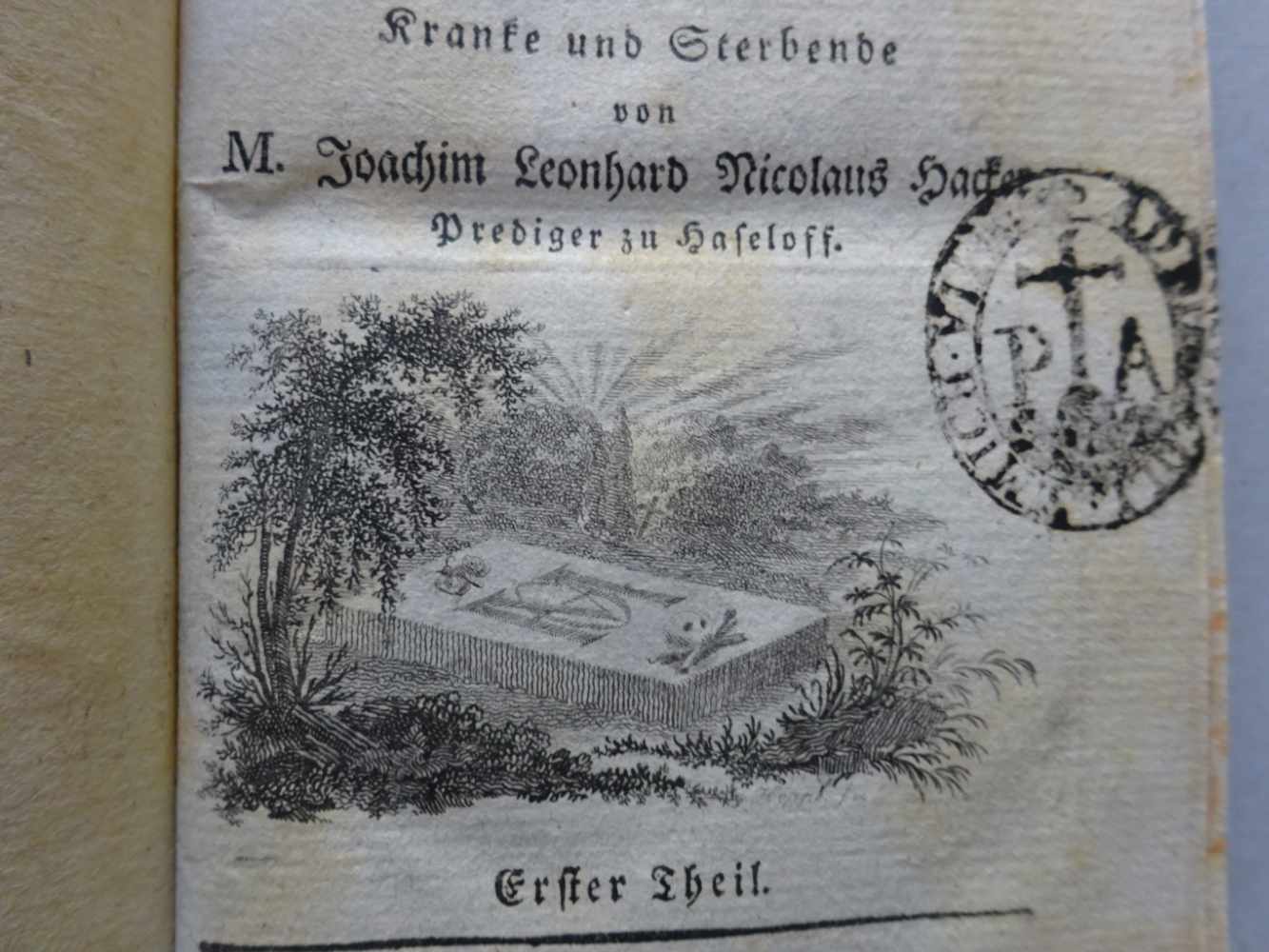 Hacker, J.L.N.Thanatologie oder Denkwürdigkeiten aus dem Gebiete der Gräber ein unterhaltendes - Image 3 of 6