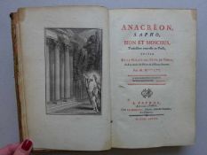 Anacréon, Sapho,Bion et Moschus. Traduction nouvelle en prose, suivi de la Veillée des Fêtes de