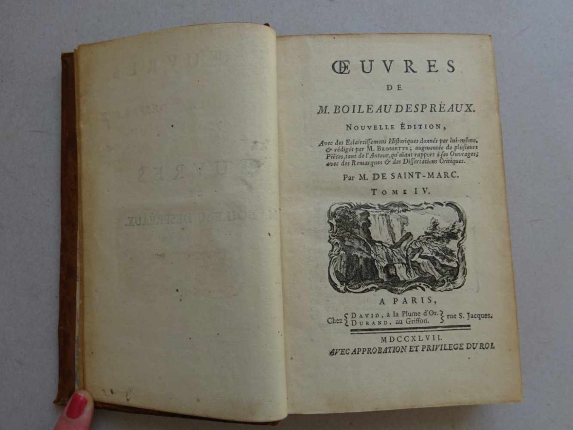 Boileau-Despréaux, N.Oeuvres. Nouvelle édition. 5 Bde. Paris, David u. Durand, 1747. Mit 1 - Bild 2 aus 3