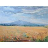 Röhl, Karl Peter(Kiel 1890 - 1975). Sommerliches Kornfeld. Öl auf Leinwand. 1944. Links unten