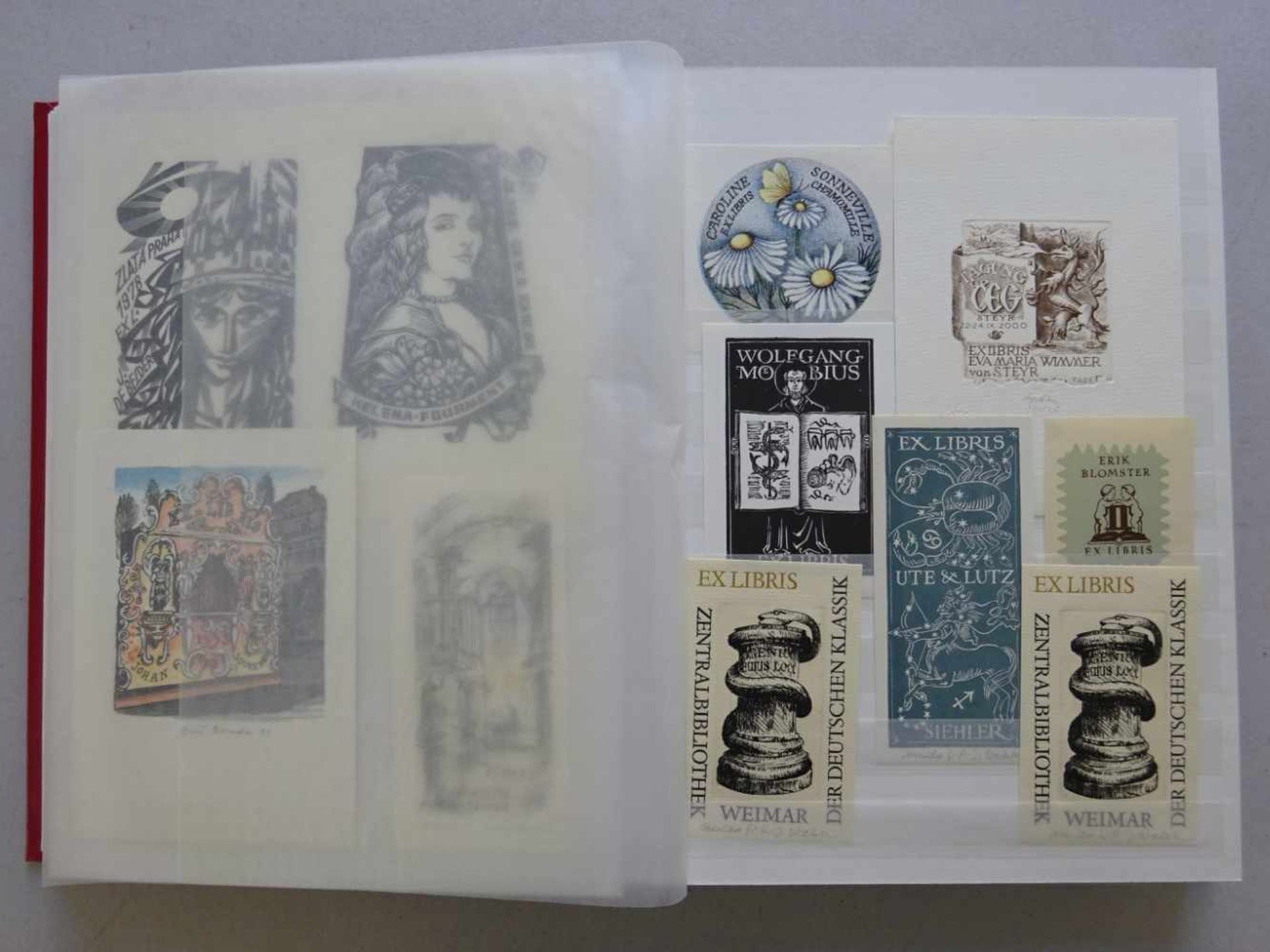 Exlibris.-Sammlung von ca. 280 Exlibris aus den Jahren um 1890-2000. Format ca. 5 x 4 cm bis 15 x 10 - Image 4 of 6