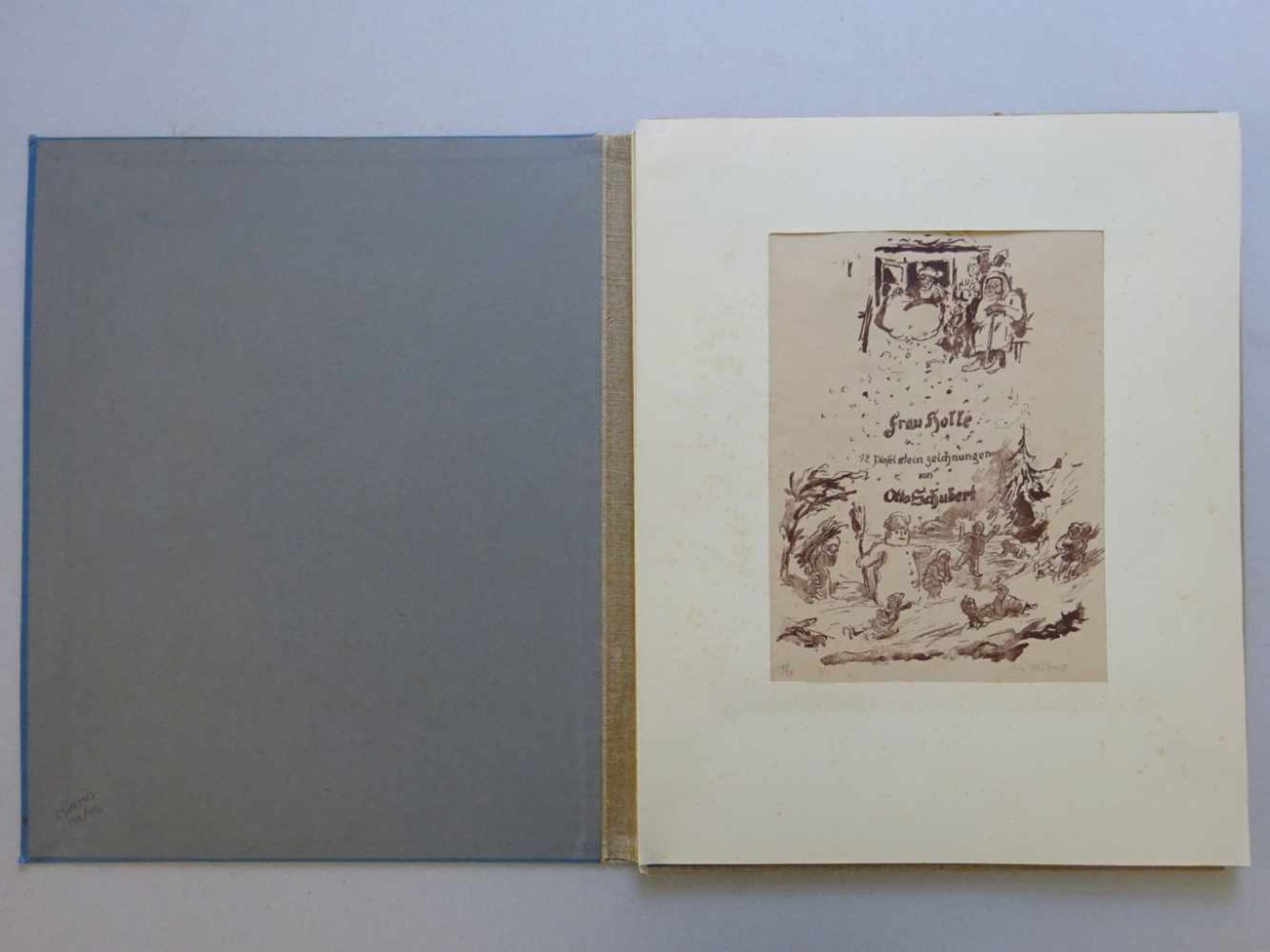 Pressendrucke.- Schubert, OttoFrau Holle. Mappe mit lithogr. Titelblatt u. 12 Lithographien, alle - Bild 2 aus 5