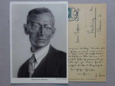 Hesse, Hermann Karl(Calw 1877 - 1962 Montagnol/Schweiz). Eigenhändige Postkarte mit Unterschrift