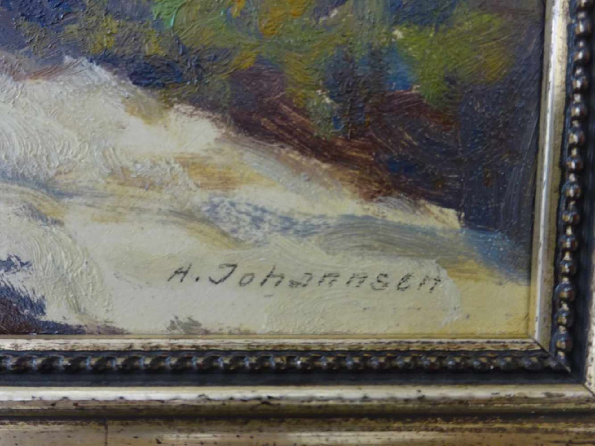 Johannsen, Albert(Husum 1890 - 1975). Dünen bei St. Peter. Öl auf Karton. Um 1930. Signiert. 29 x 39 - Bild 2 aus 4
