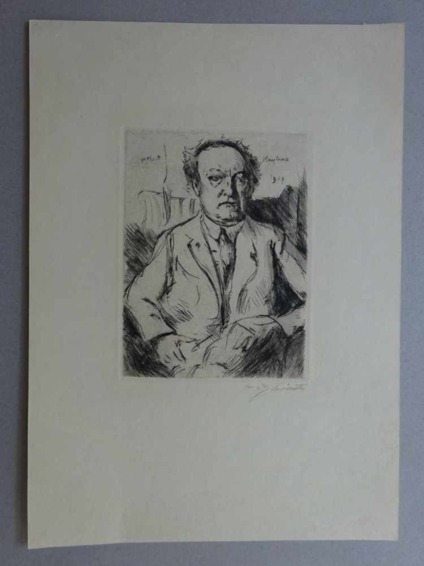 Corinth, Lovis(Taplau 1858 - 1925 Zandvoort). Gerhart Hauptmann. Radierung von 1917. Signiert. In - Bild 2 aus 4
