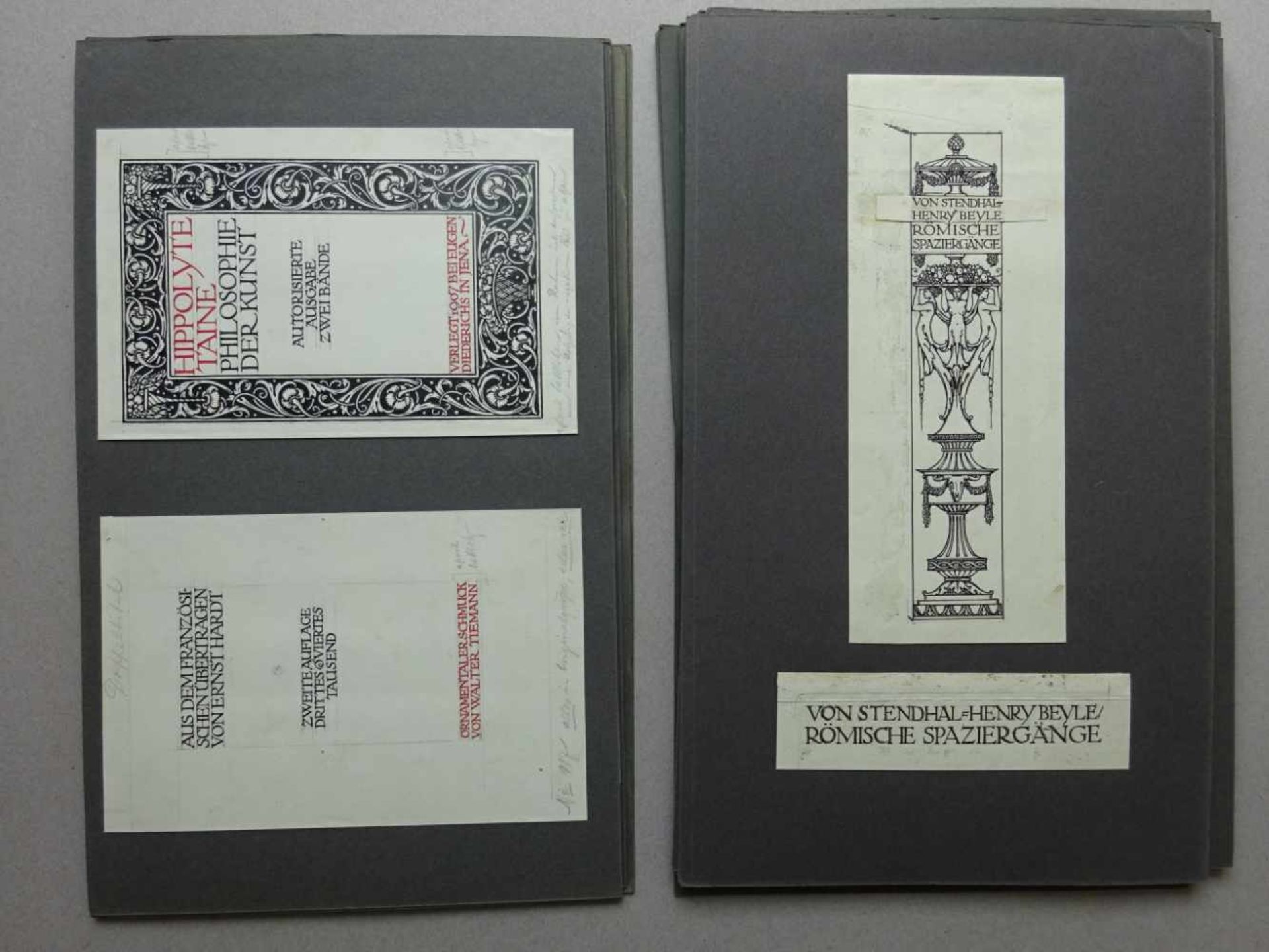 Tiemann, Walter.Sammlung von ca. 200 eigenhändigen Entwürfen für Titelblätter und Buchschmuck ( - Image 3 of 5
