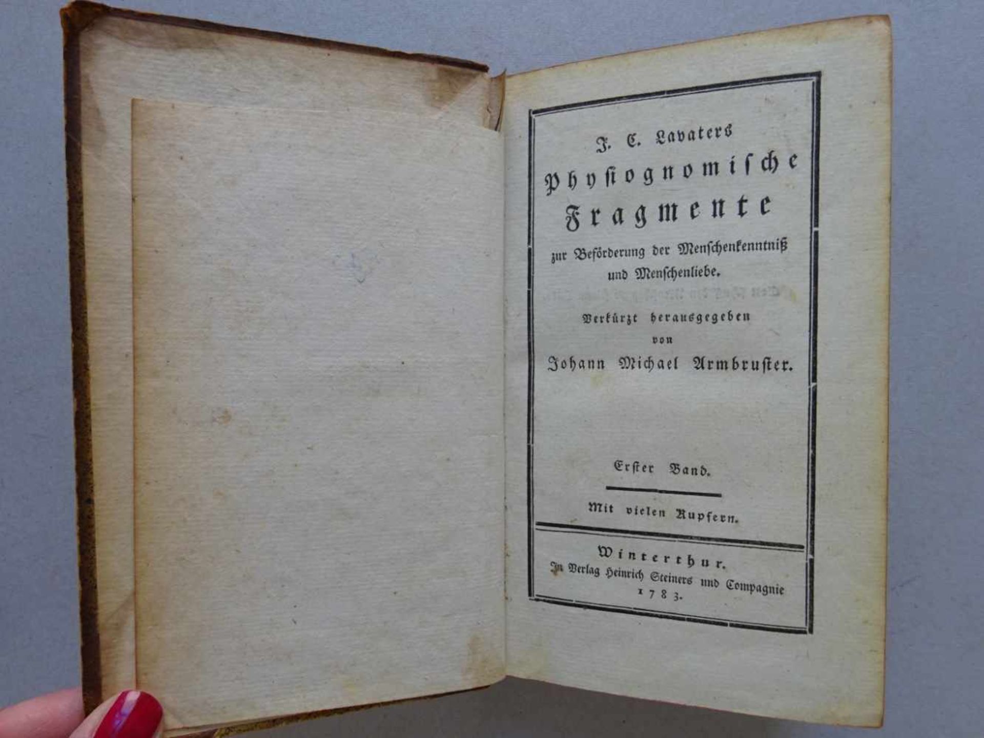 Lavater, J.C.Physiognomische Fragmente zur Beförderung der Menschenkenntniß und Menschenliebe. - Image 2 of 5