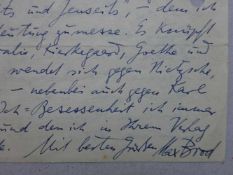 Brod, Max.Eigenhändiger Brief mit Unterschrift an einen Verlag. Datiert '31. Mai 1946'. 2 Seiten auf