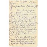 Brod, Max.Eigenhändiger Brief mit Unterschrift an Hugo von Hofmannsthal (Schriftsteller; 1874-1929).