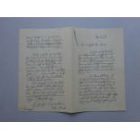 Brod, Max.Eigenhändiger Brief mit Unterschrift an Franz Servaes (Journalist, 1862-1947). Datiert '