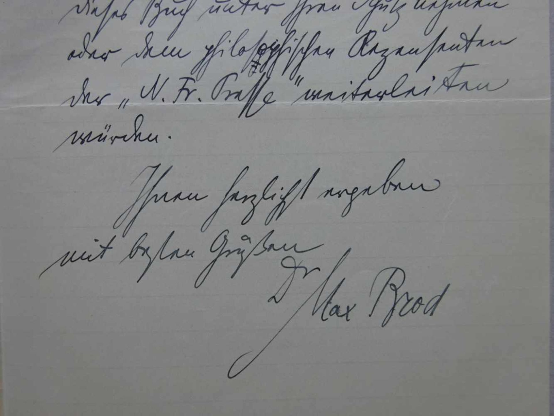 Brod, Max.Eigenhändiger Brief mit Unterschrift an Franz Servaes (Journalist, Kritiker; 1862-1946). - Bild 2 aus 2