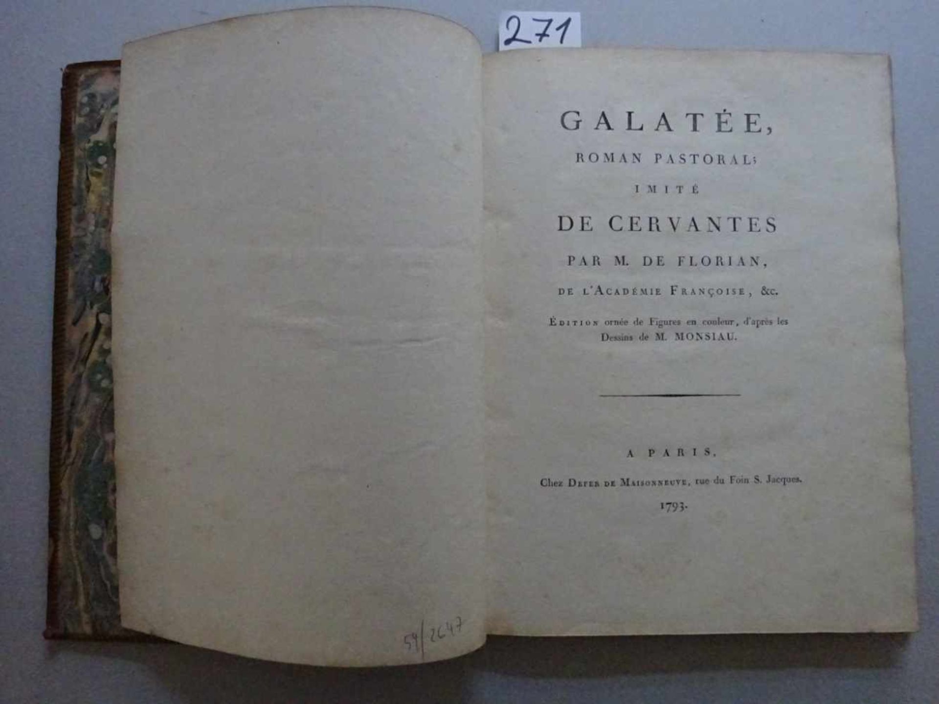 Florian, (J.-P.-C.) de.Galatée, roman pastoral; imité de Cervantes. Édition ornée de figures en - Image 3 of 5