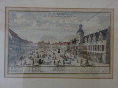 Sachsen.-Das Rath-Haus und Der Grosse Marck in Leiptig. Altkolor. Kupferstich bei Bodenehr, um 1765.