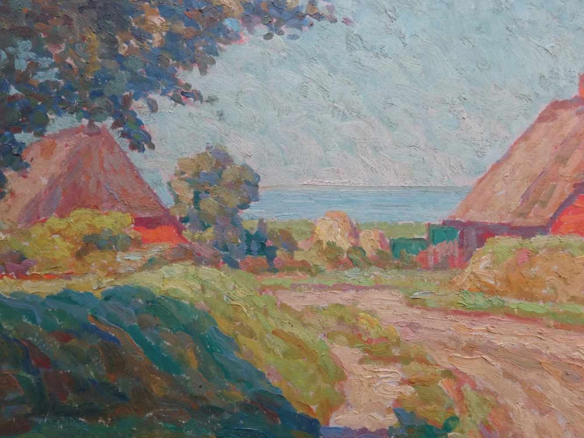 Johannsen, Albert(Husum 1890 - 1975). Katen in Schobüll. Öl auf Hartfaser. Um 1940. Unten rechts - Bild 3 aus 5