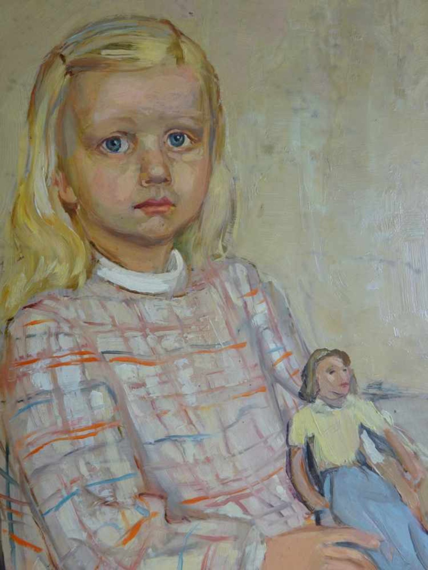 Cherepov, George(Litauen 1909 - 1987 USA). Mädchen mit Puppe. Öl auf Holz, um 1950. Unten links - Bild 3 aus 5