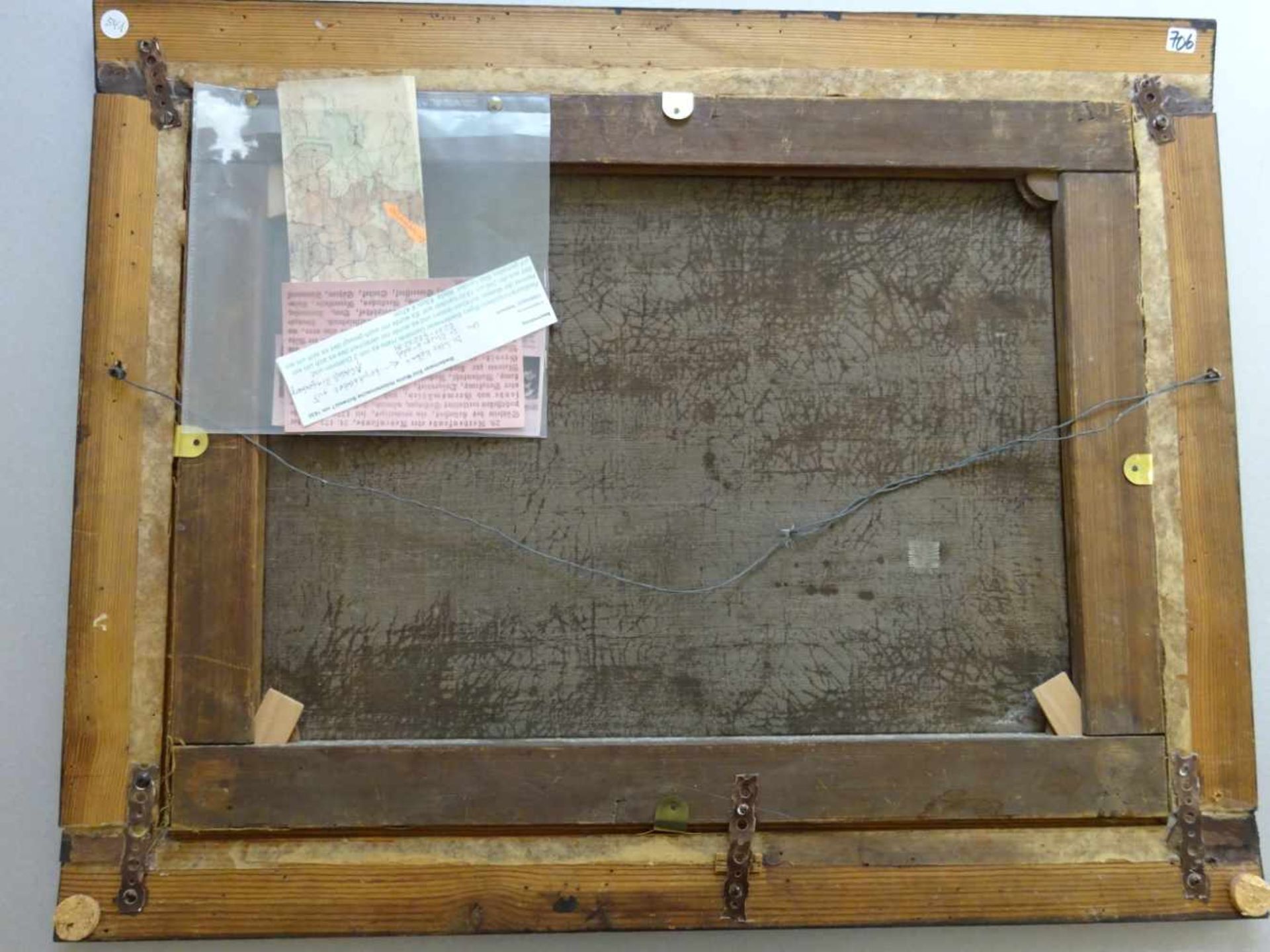 Anonym.-Gremsmühlen am Dieksee. Öl auf Leinwand. Um 1830. 46 x 63 cm Gerahmt.Blick über die hügelige - Bild 5 aus 5