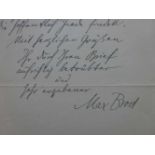 Brod, Max.Eigenhändiger Brief mit Unterschrift an Franz Servaes (Journalist, Kritiker; 1862-1947).