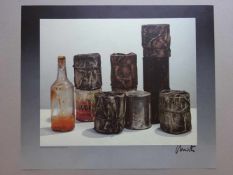 Christo(Gabrowo/Bulgarien 1935). Wrapped Cans and a Bottle (Group of Ten and One Bottle). Farboffset