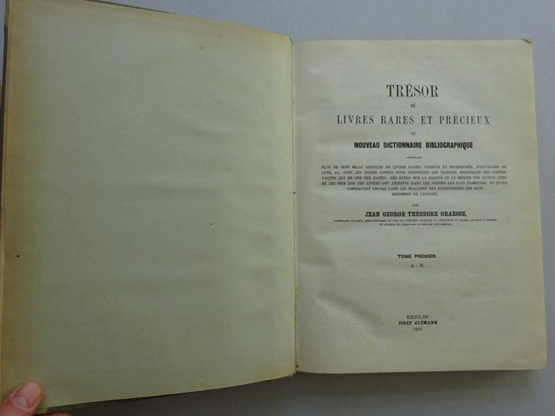 Bibliographie.- Graesse, J.G.T.Trésor de livres rares et précieux ou nouveau dictionnaire - Bild 3 aus 4