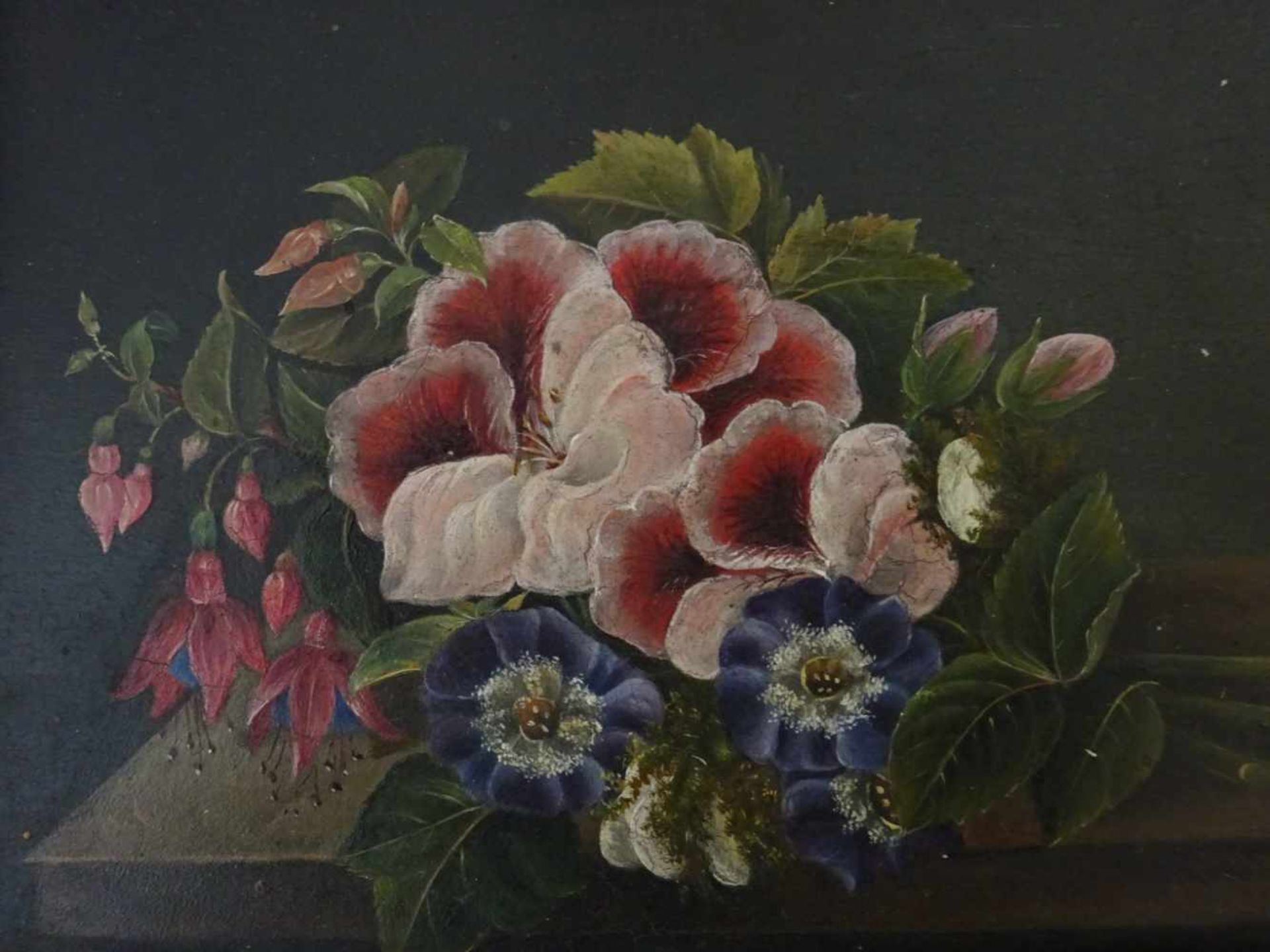 Senff, Carl Adolf (?)(Halle 1785 - 1863 Ostrau). Blumenstrauß. Deckfarben auf Holz. Um 1850. 18 x 23 - Bild 2 aus 4