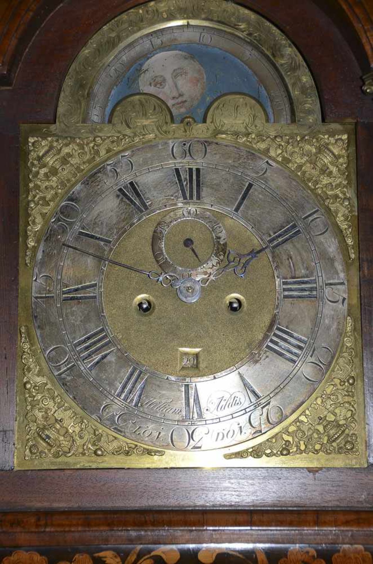 Barockstanduhr. London, William Addis 18. Jh. Mit hochrechteckigem Uhrenkasten, Kopf mit vier - Bild 12 aus 13