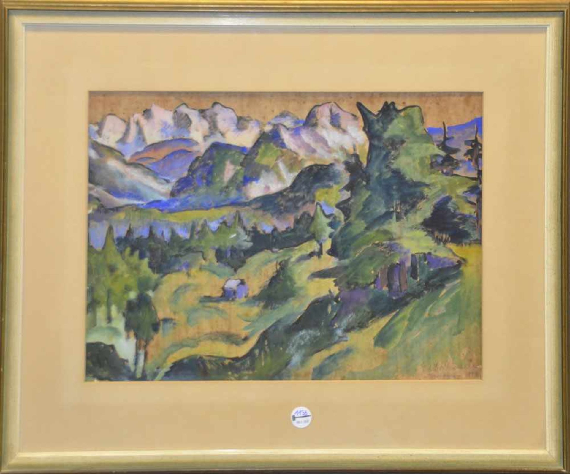 Eduard Dollerschell (1887-1948). Landschaft in Oberbayern. Mischtechnik, re./u./sign./ bez./dat.