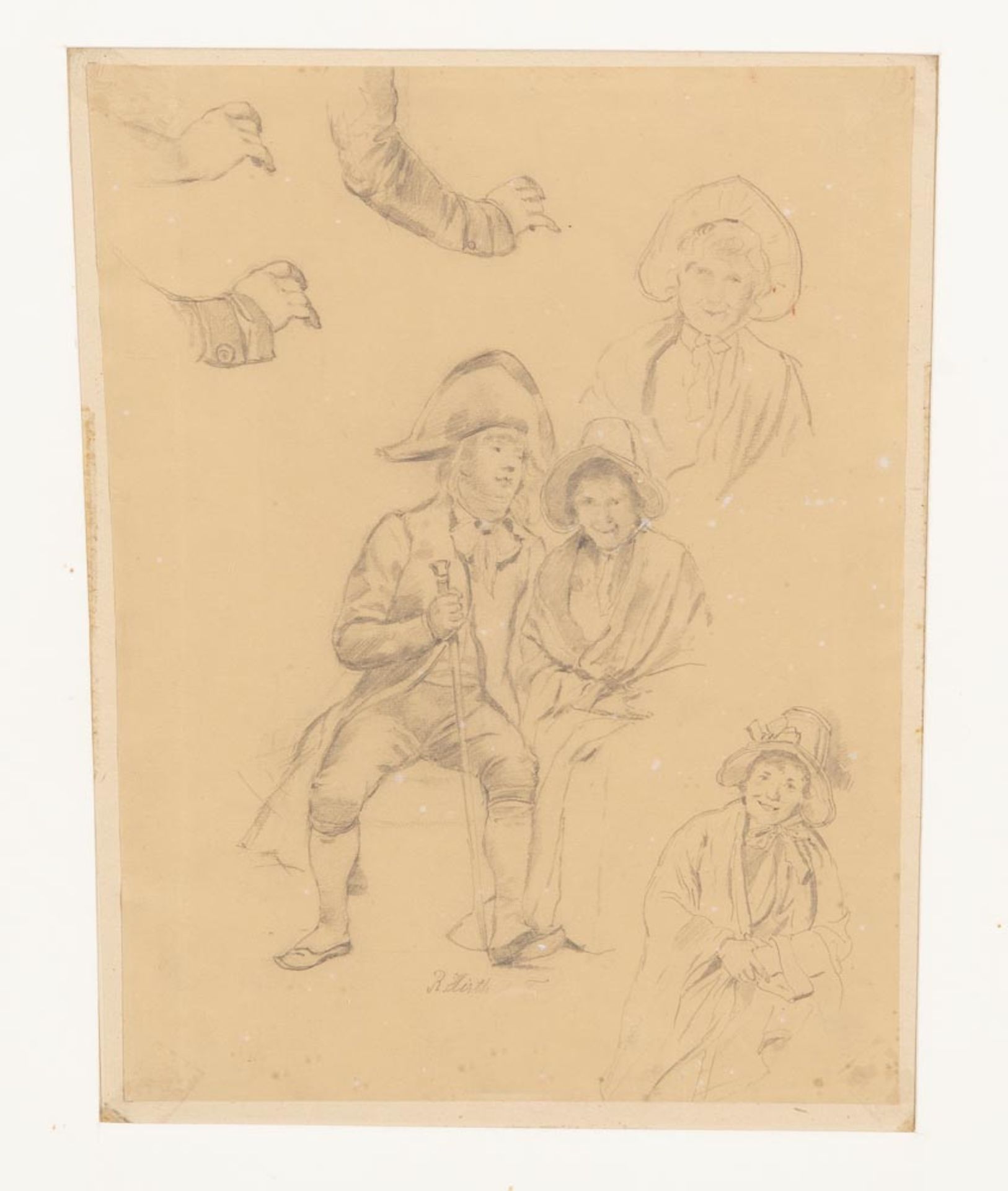 Rudolf Hirt du Frênes (1846-1916). Blatt mit Figurenstudien. Bleistiftzeichnung/Papier, mittig