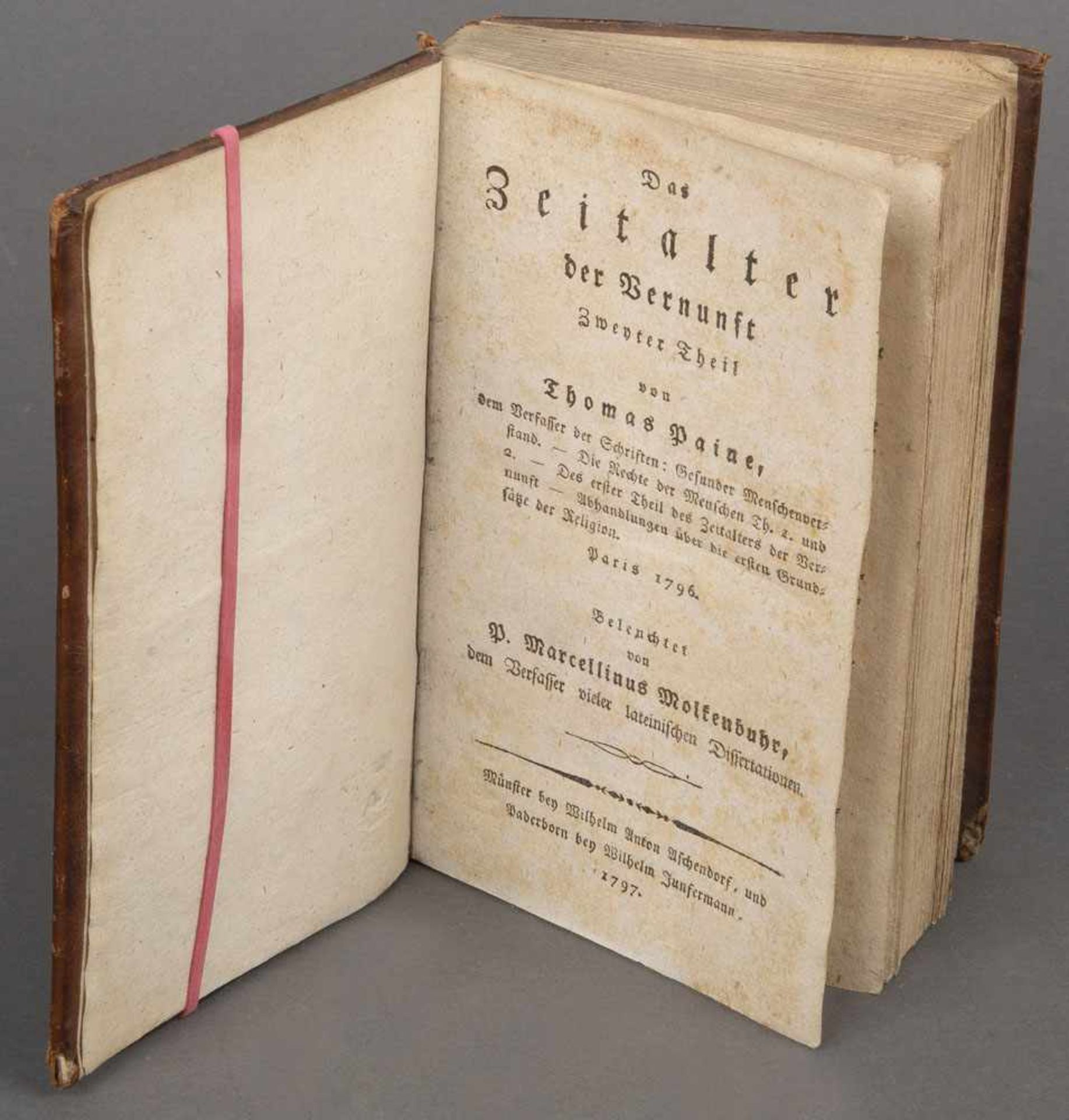 Thomas Paine, Das Zeitalter der Vernunft - Zweyter Teil, geprägter Ganzlederband, Paris 1796.