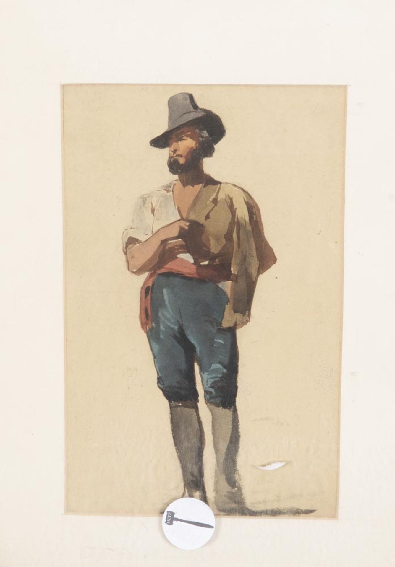 Gustav Karl Richter (1823-1884). Porträt eines Herrn. Aquarell/Papier, verso sign., in Passepartout,