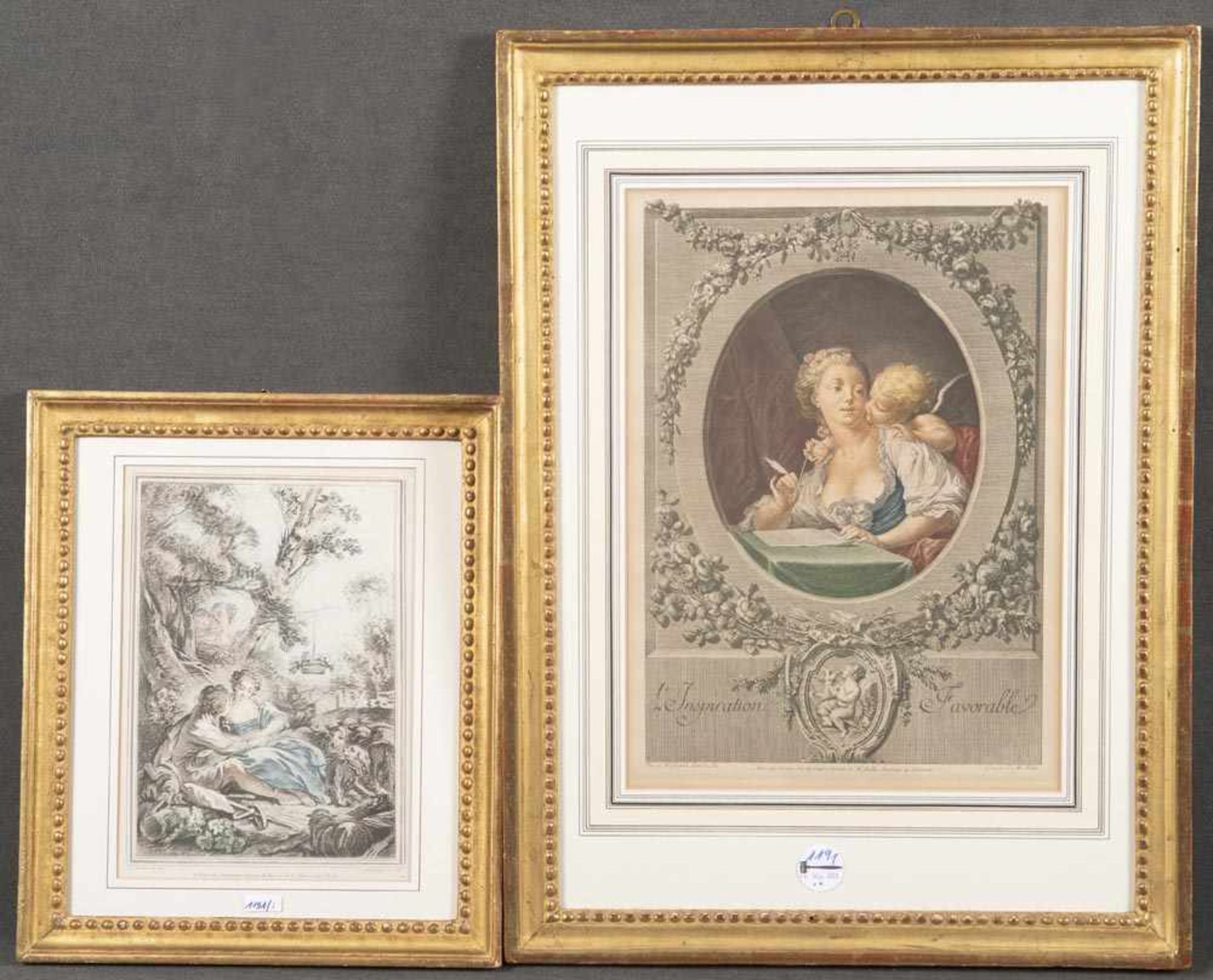 Jean-Honoré Fragonard (1732-1806) / Francois Boucher (1703-1770). ?Insperation? und galante Szene.