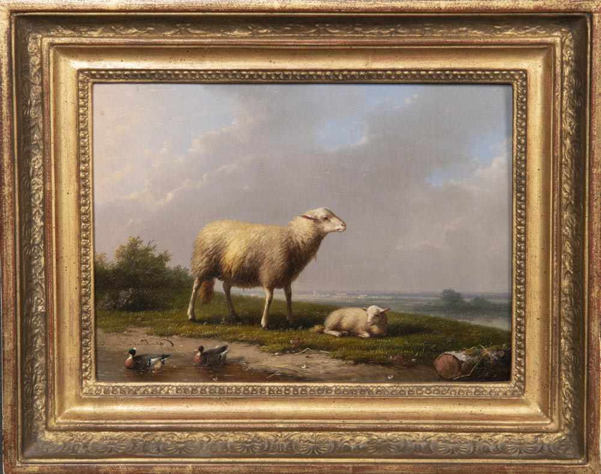 Franz von Severdonck (1809-1889). ?Schafe auf der Weide?. Öl/Holz, li./u./sign./dat. 1861, verso mit