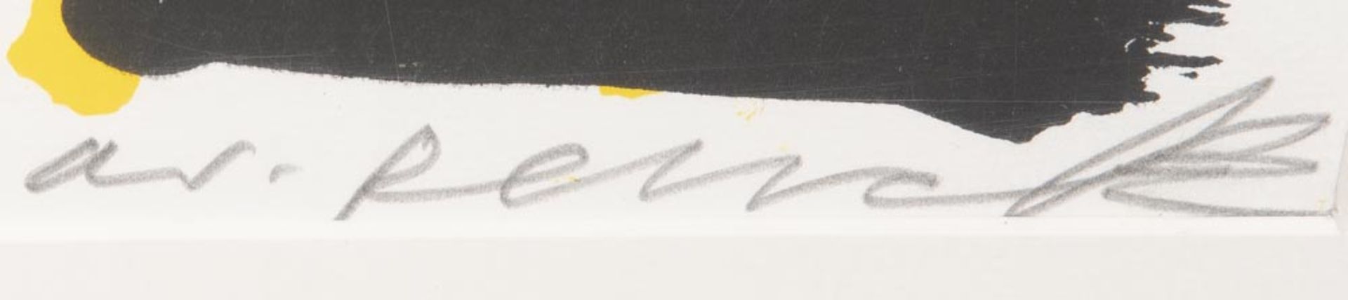 A. R. Penck (1939-2017). Strichmännchen. Farblithographie 23/50, re./u./sign., in Passepartout, 54 x - Bild 2 aus 2