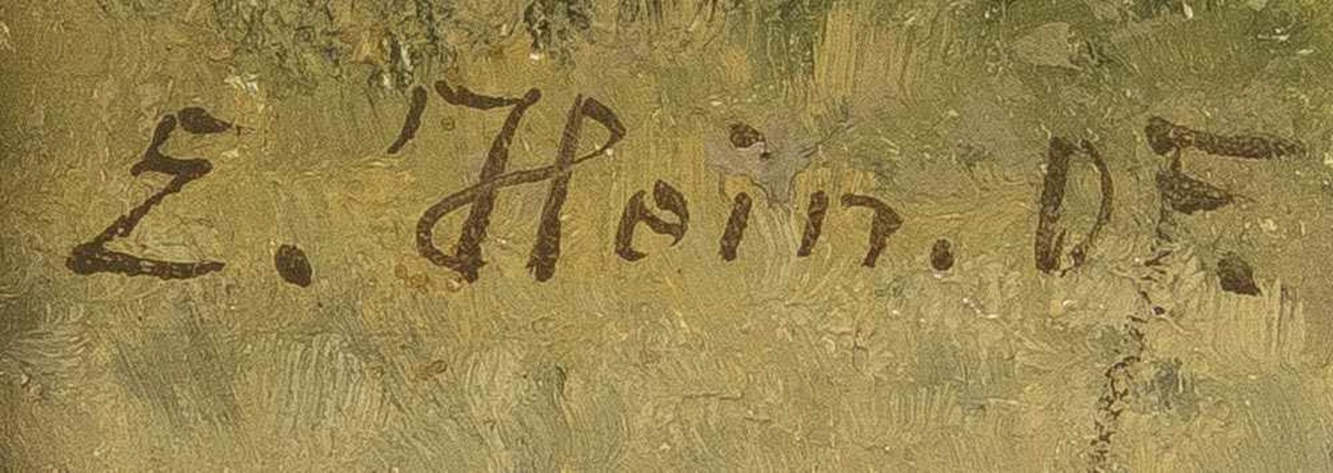 Eduard Hein (1854-1918). Waldlichtung mit Bachlauf. Öl/Lw., li./u./sign./bez. ?D(üsseldor)F?, - Bild 2 aus 2